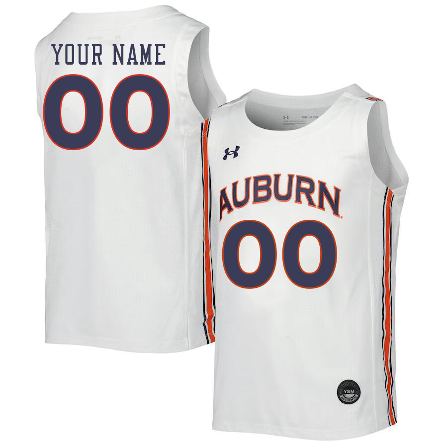 Custom Auburn Tigers Name And Number College Basketball Jerseys Stitched-White - Click Image to Close